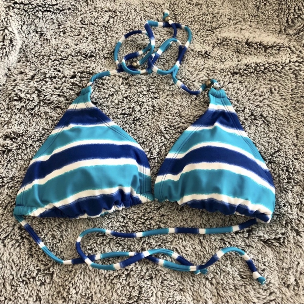 Blue Stripe Triangle Swim Top